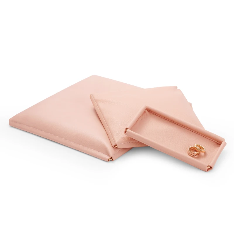 Jewelry tray creative pink PU leather edge necklace bracelet ring jewelry boutique display tray