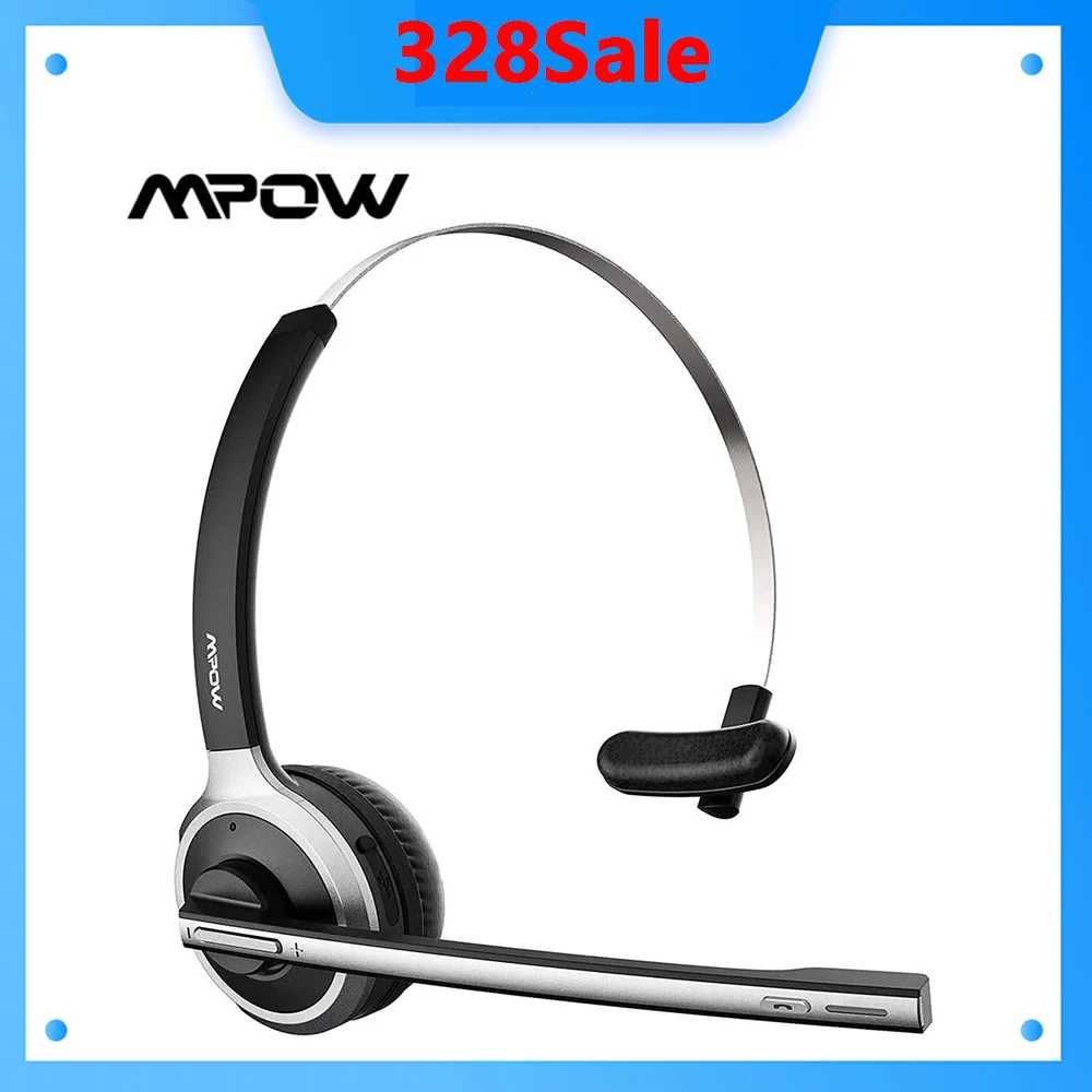 

MPOW M5 Trucker Bluetooth Headset with Microphone Bluetooth 5.0 Headphones Noise Cancelling Headphones for Home Office Call