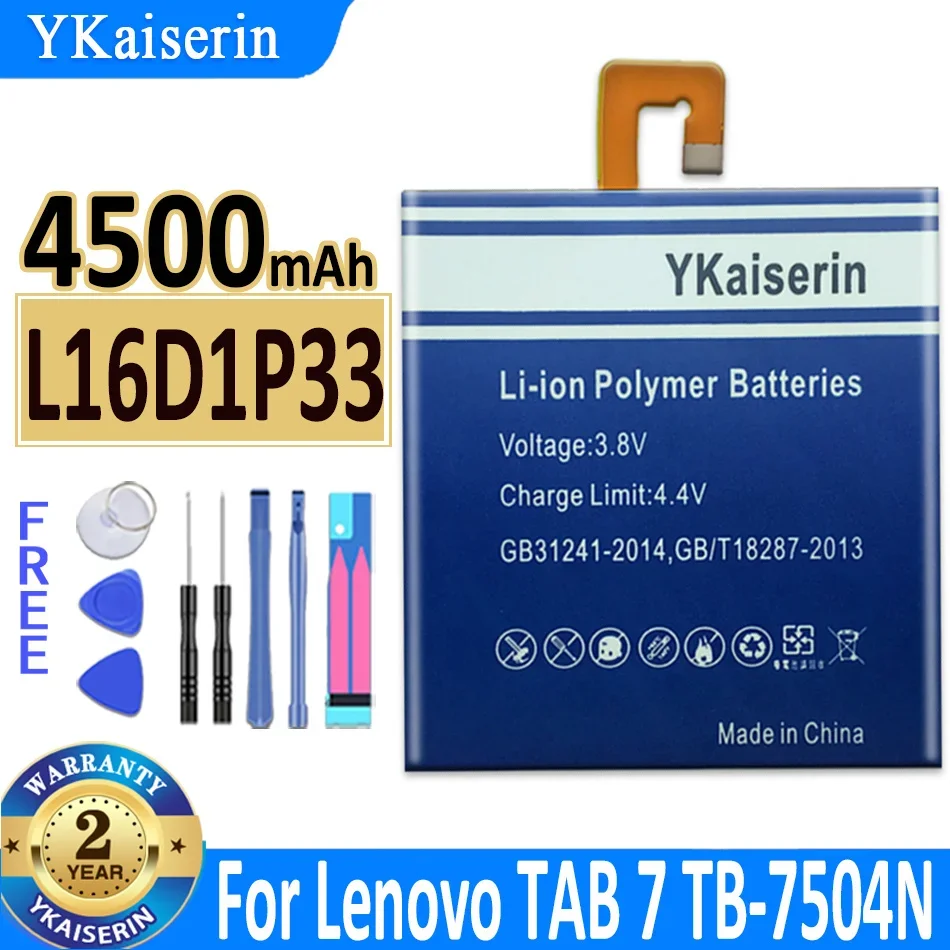 

YKaiserin New High Quality L16D1P33 4500mAh Battery For Lenovo TAB4 7.0 Inch TB-7504N TB-7504F TB-7504X Batterij Bateria