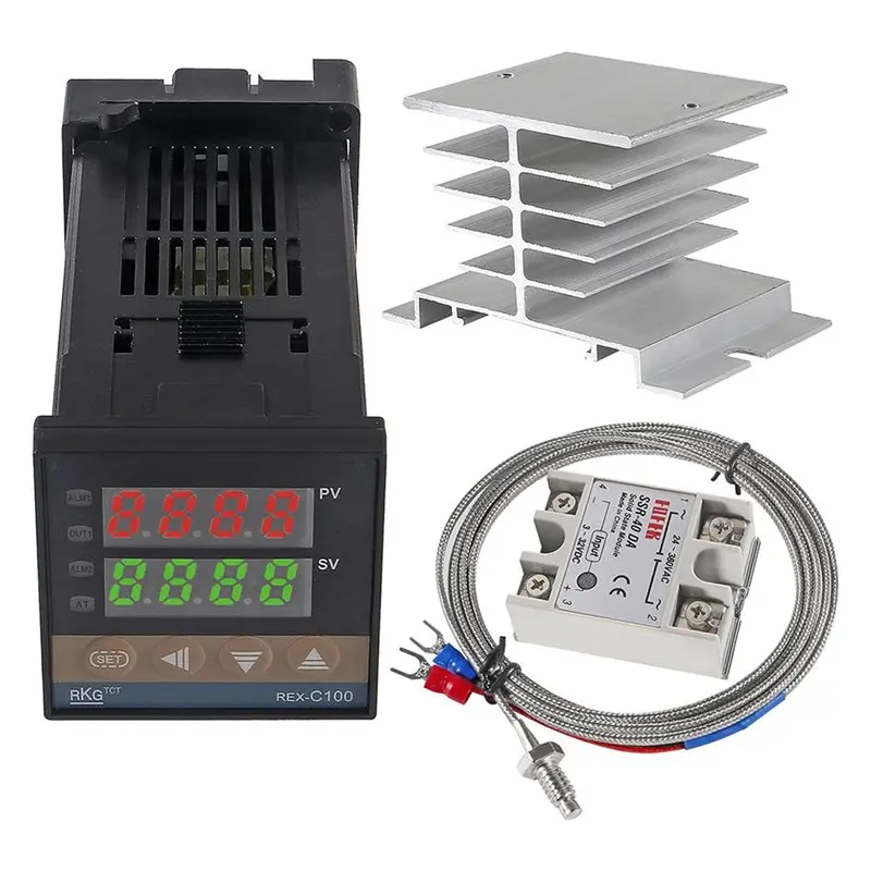 Фото Комплект терморегулятора DTA4-10X PID REX-C100 с высоковольтным реле SSR 40DA+ и термозондом K (100-240В переменного тока) №4