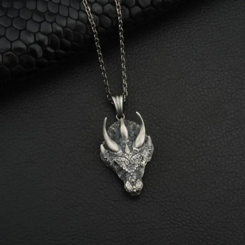New Creative Chinese Dragon Head Pendant Necklace Men Domineering Rock Party Accessories Motorcycle Accessories