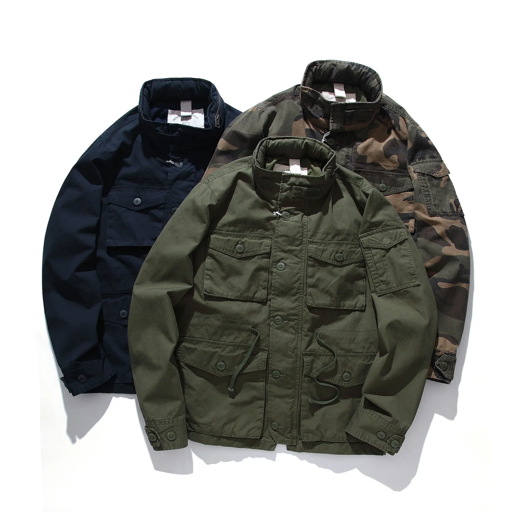 

American solid color retro do old washed camouflage tooling pocket ded jacket tide brand military windbreaker jacket