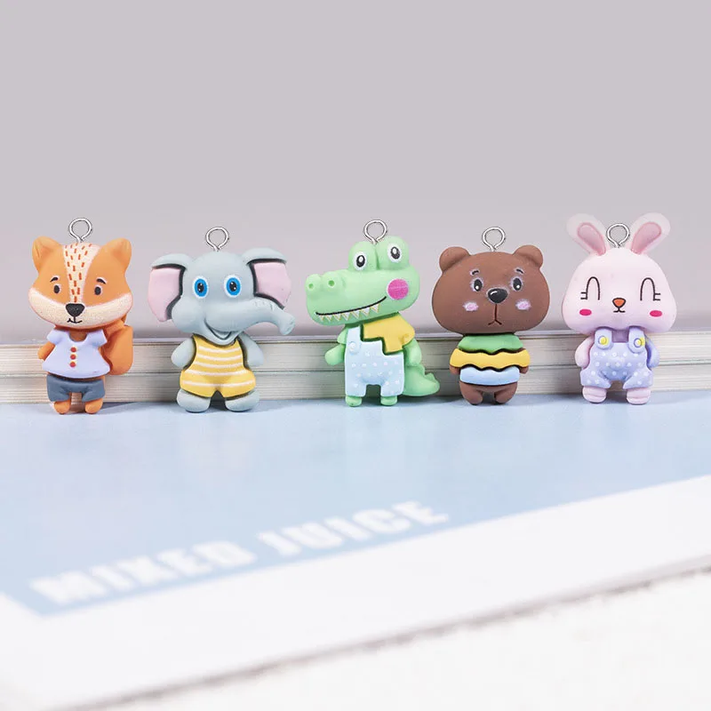 

10 шт. милые Мультяшные животные из смолы, милые Подвески в виде кролика, брелки, ожерелья, подвески, украшения «сделай сам»