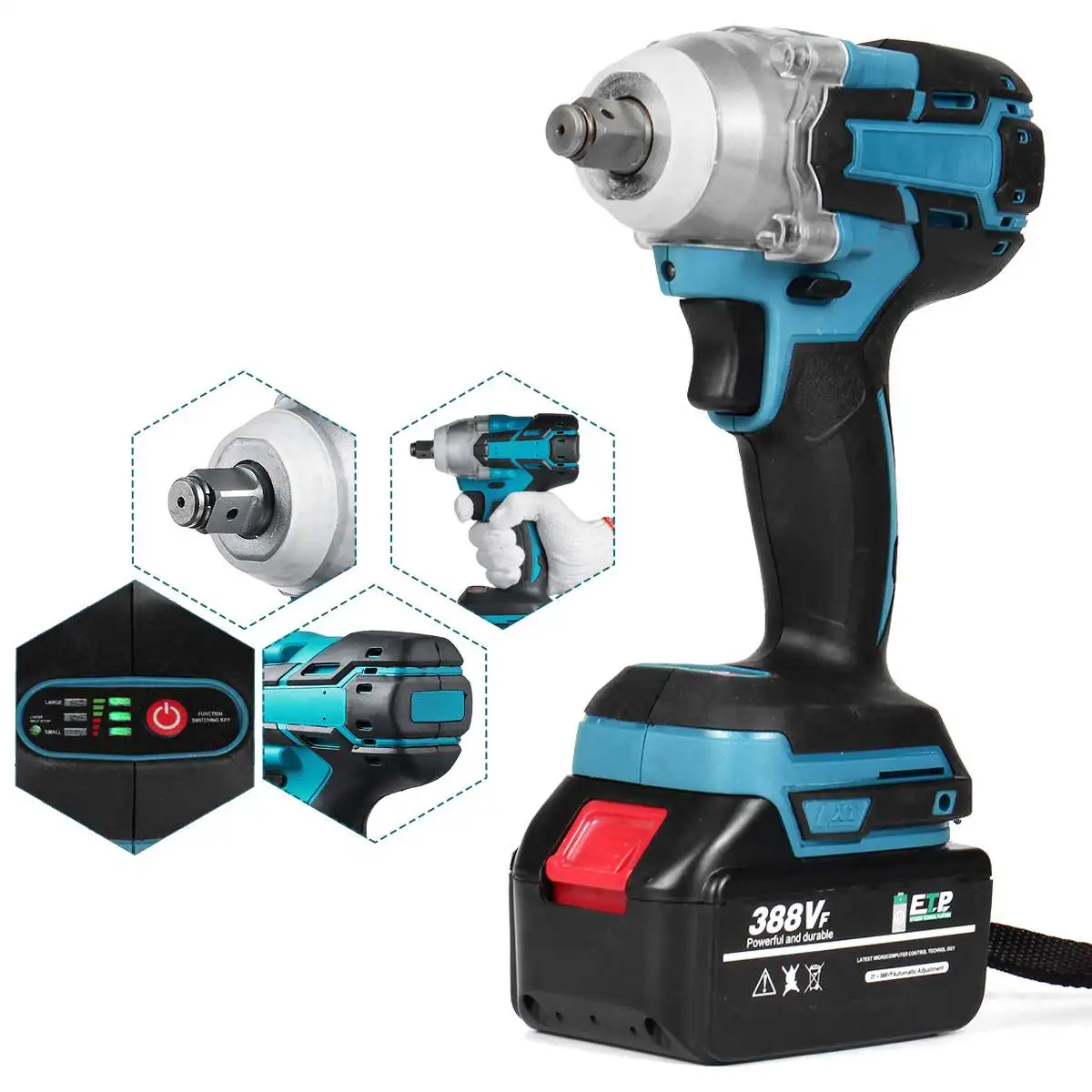 

Brushless Electric Impact Wrench 520N.M Torque 1/2 Socket Cordless Wrench Power Tools 4000rpm for 18V Battery