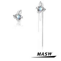 masw popular earrings 2022 new trend original design thick silver plated chain dangle earrings for women jewelry accessories
