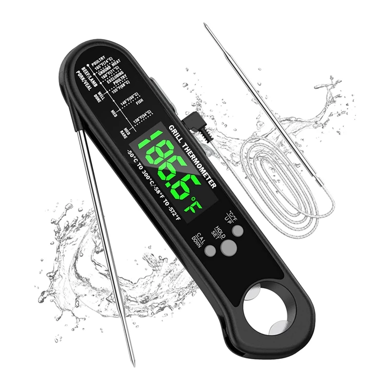 

Digital Meat Thermometer,2In1 Digital Instant Read Food Thermometer With Foldable Probe&For BBQ,Grill,And Roast Turkey