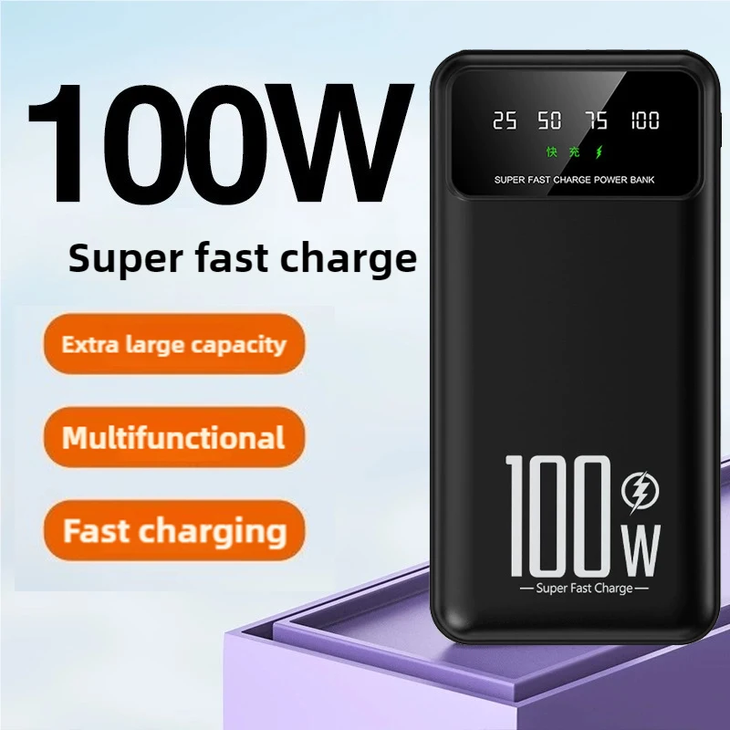 50000 мАч Power Bank 100 Вт Портативное зарядное устройство с быстрой зарядкой Внешний