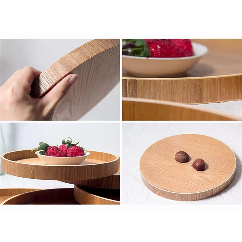 Round Tray Food Serving Plate Japanese Style Wood Snack Deseert Teaboard Natural Tea Server Dishes Drink Platter | Дом и сад