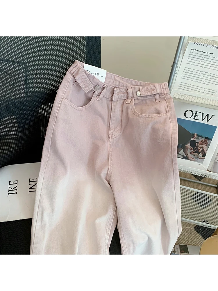 Женские джинсы с низкой посадкой мешковатые брюки из денима градиентом в стиле