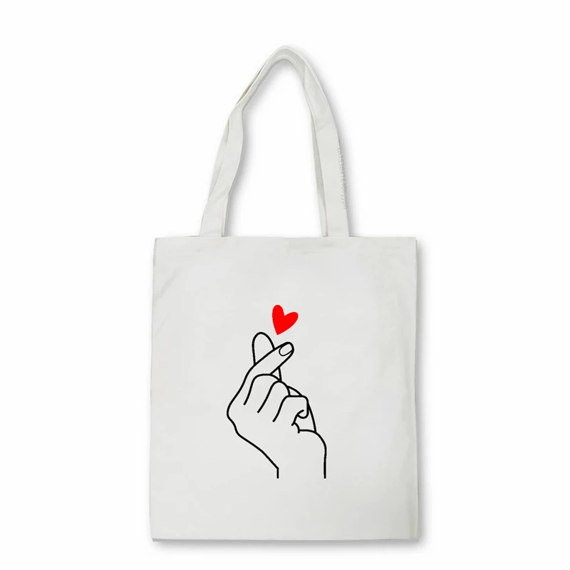 

Women's Harajuku love Than heart Shopper bag Cute girl Than heart Handbag Shoulder Pouch men Love Dog Paw canvas bag Bolsas