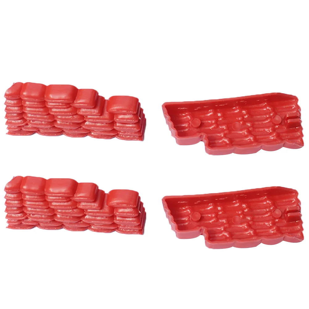 

50pcs Plastic Soldier Scenario Accessory Kit Model Sandbag Model Building Sandbag Bunker Scene Device for Children Kids (Red,