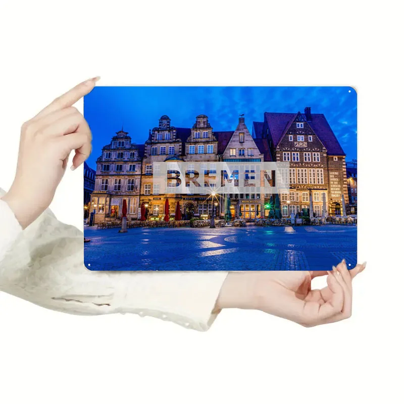 Металлический постер Bremen с изображением городского пейзажа украшение для стен