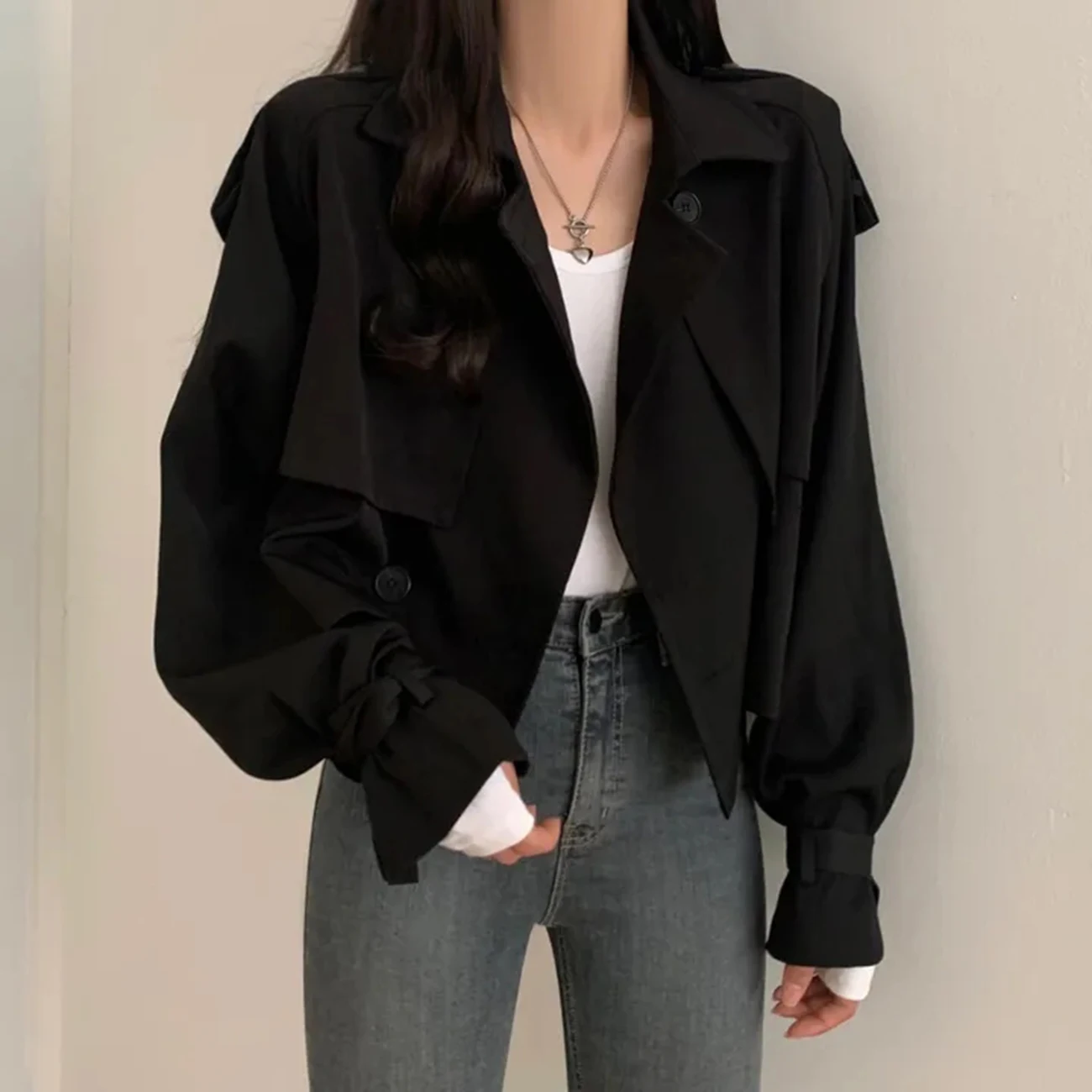 Тренчкот женский двубортный в английском стиле модный короткий элегантный