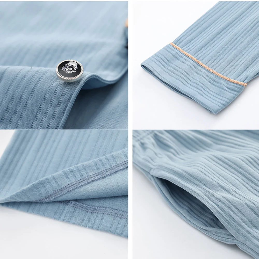 Spring Autumn Cotton Pajama Sets Fashion Striped Pajamas for Men Sleep Casual Sleepwear PJ Set Comfort Man Pijama pijama hombre