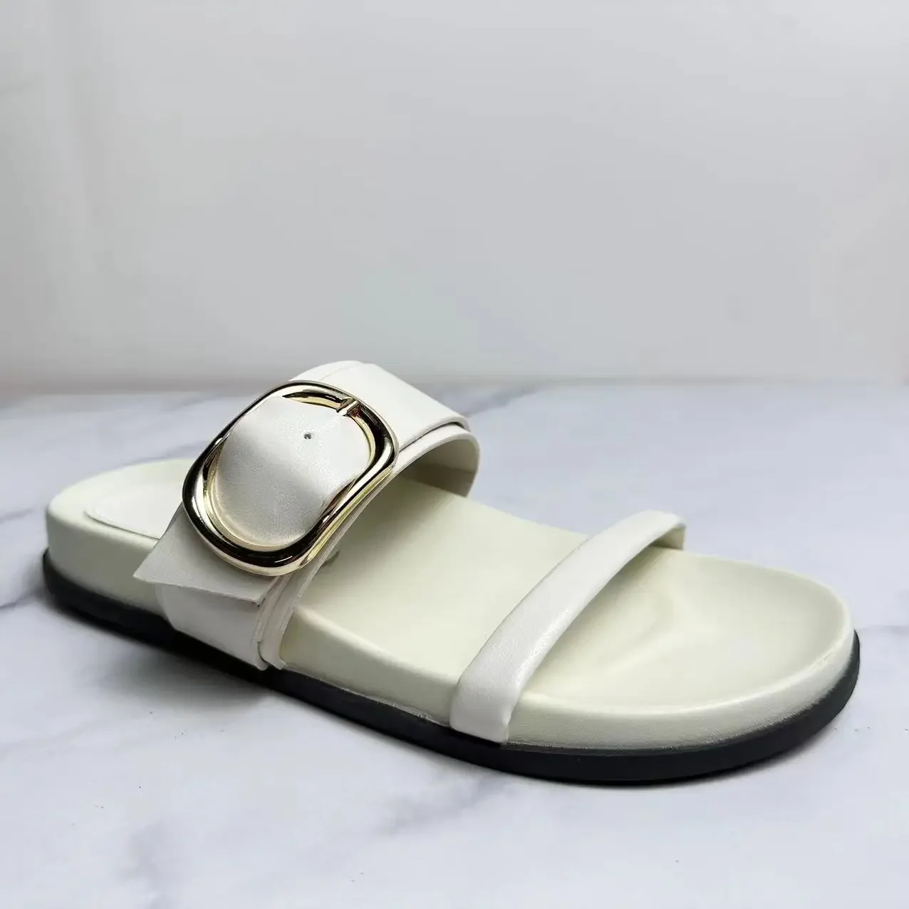 DMZA 2024 новые женские туфли черно-белые украшения с пряжкой в стиле ретро