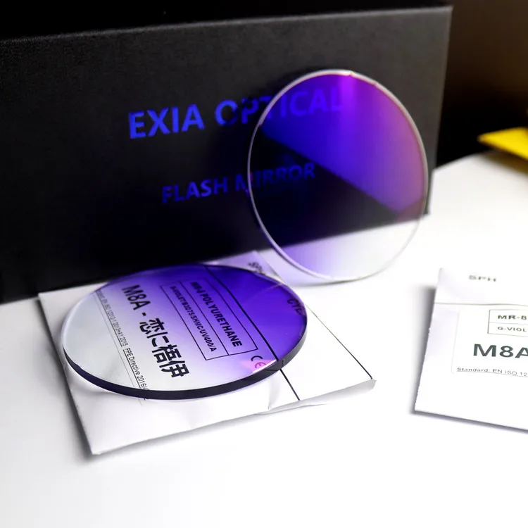 Фото Солнцезащитные очки EXIA M8A, линзы 1,61 MR-8 UV400, градиент, фиолетовый SHMC, антибликовый, подходит для очков без оправы, базовая кривая 3 №3