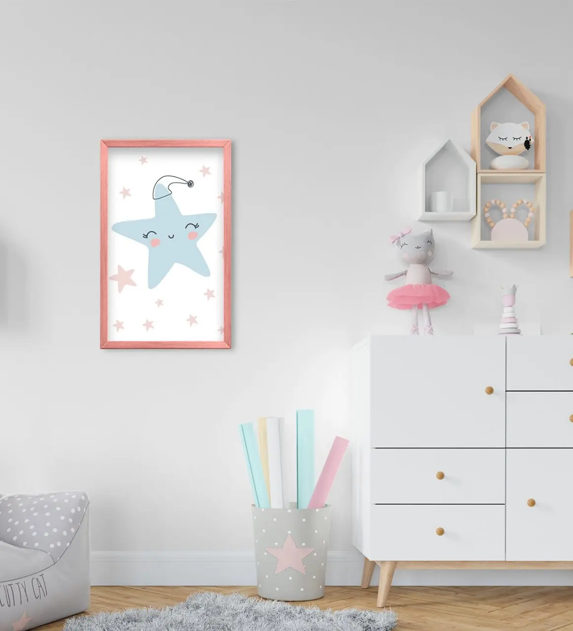 

BK дома милые юбки-пачки со звездочками, дизайн декоративные розовый деревянной рамке в детской комнате Tablo-1