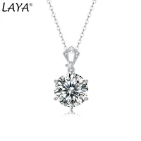laya s925 sterling silver simple 10ct moissanite pendant necklace clavicle chain for women bride noble luxury fine jewelry