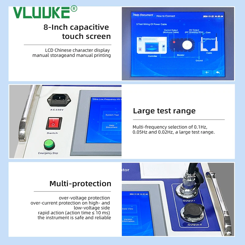 Фото VLUUKE 60/80KV VLF Hipot Tester IEC Стандартное совместимость 0,1 Гц Очень низкочастотный генератор высокого напряжения для кабеля XLPE №5