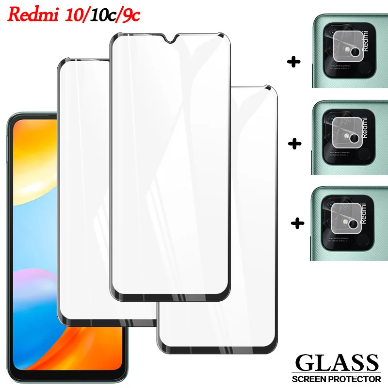 cristal redmi 10c, protective tempered glass for redmi10c nfc film xiaomi redimi 10 redmi 10c camera lens protection xiomi redmi 9c 10 c mica screen protector
