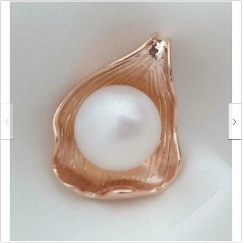 

Beautiful Trendy 11-10mm South Sea White Pearl Rose Gold Pendants + Necklaces