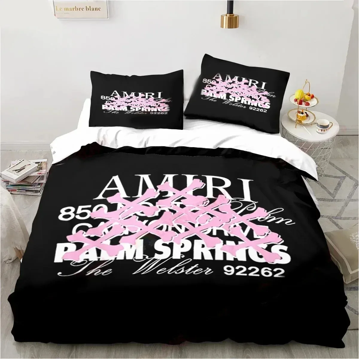 Logo Amiris Graffiti Pattern Bedding Set Duvet Cover Bed Quilt Pillowcase Comforter king Queen Size Boys Adult