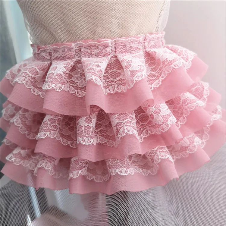 Кружевная шифоновая юбка многослойная сетчатая кружевная ткань на подоле
