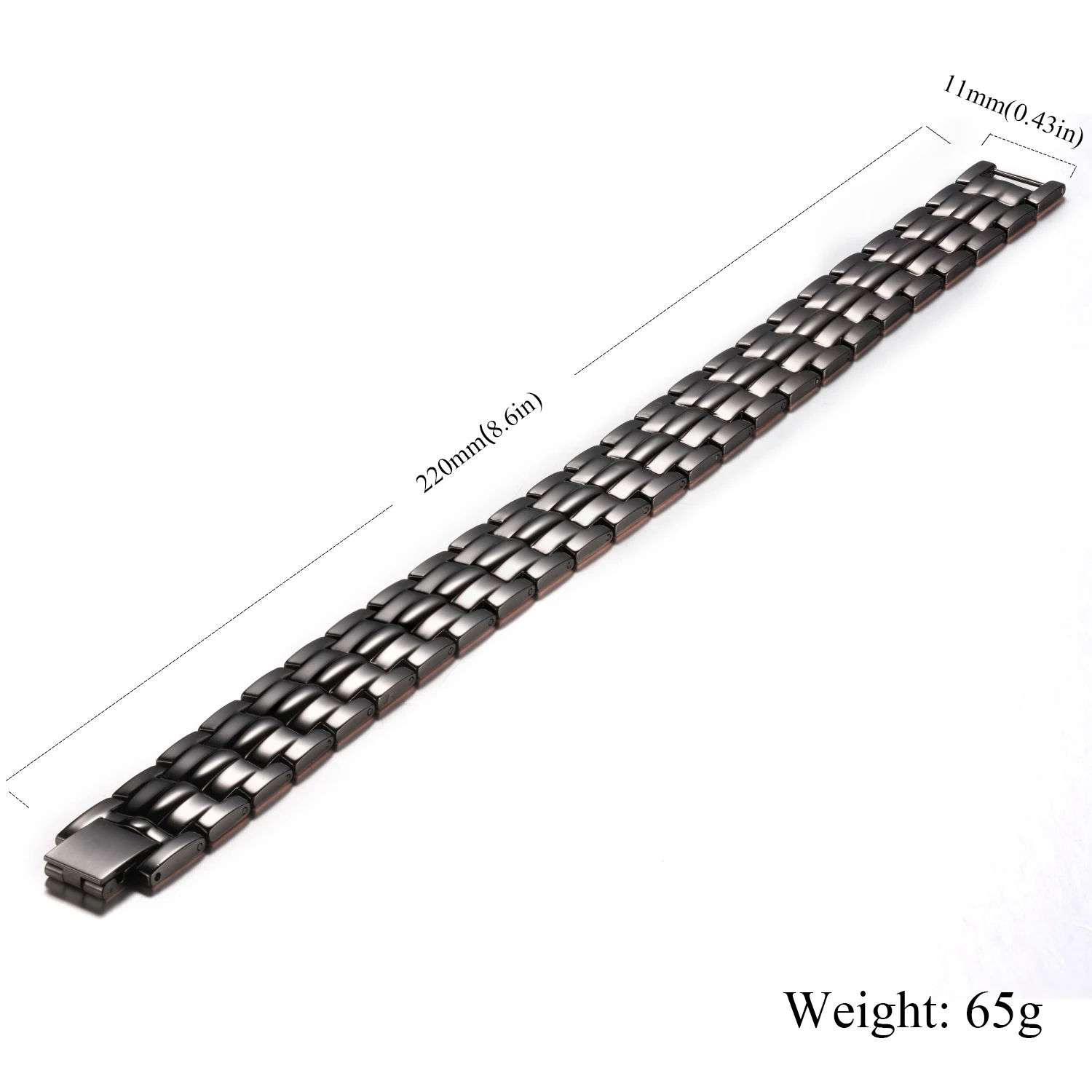 Men's Gun Black 99.95% Pure Copper Magnetic Therapy Bracelets Double Raw Magnets Power Energy Chain Link Fashion Bracelet