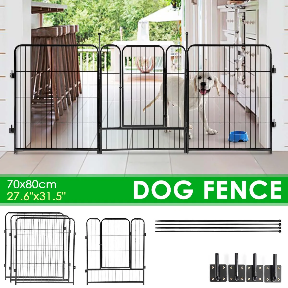 

Манеж для домашних питомцев, 4 панели, 32 дюйма, металлический, складной, настенный, для отдыха на открытом воздухе и походов