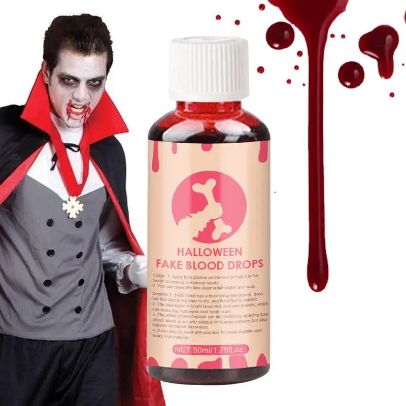 

Halloween Fake Blood Washable Realistic 50ml Fake Blood Vampire Blood Makeup Sticky Halloween Props Makeup Blood Splatter Face