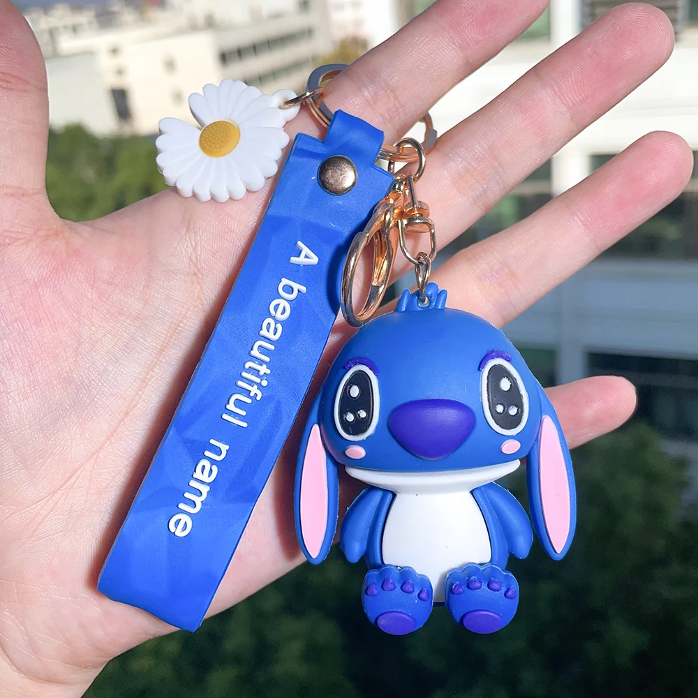 

Kawaii Lilo & Stitch PVC Figurine Model Keychain Cartoon Anime Characters Stitch Angel Pendant Keyring for Children Toy Gift