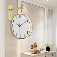 new poniger rotating wall clock double side watch luxury nordic style silent home interior decorative horloge free shipping 2122
