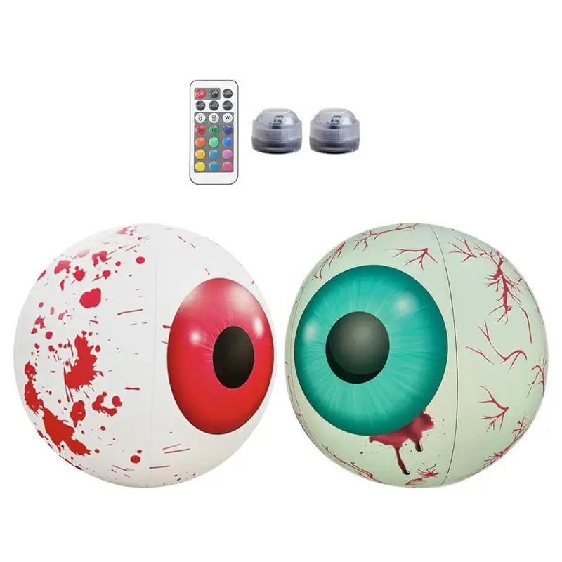 

Halloween Eyeball Balloons 2Pcs Light Up Bloodshot Eyeballs 23.62in Inflatable Huge Eyeballs Party Supplies For Halloween