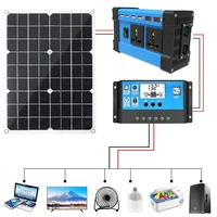 4000w solar power generation system 220v4000w inverter kit solar panel battery usb charger complete controller home grid camp