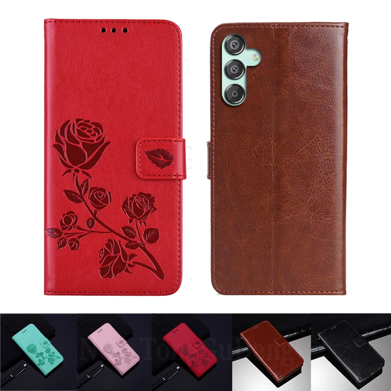 Кожаный чехол-книжка с магнитной застежкой и отделением для карт Samsung M15