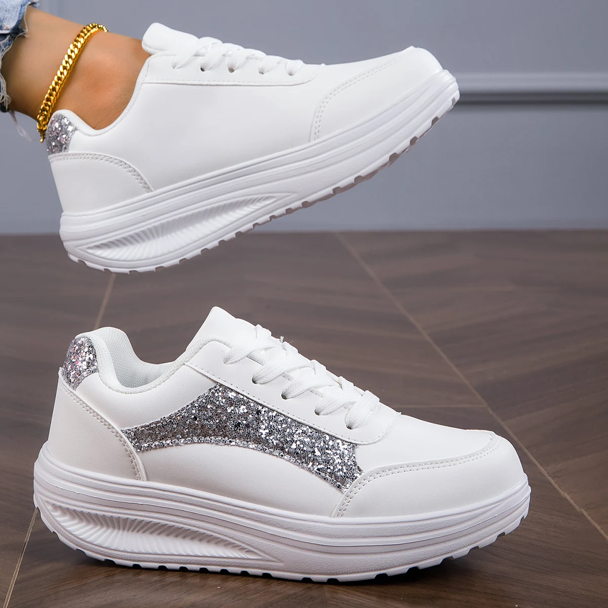 Кроссовки-носки женские на шнуровке дышащие плоская Вулканизированная подошва