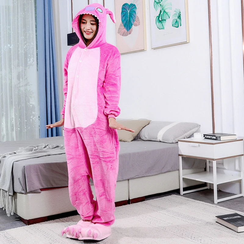 Unisex Adults Kigurumi Onesie Pajamas Womens Girls Flannel Cosplay Animal One Piece Halloween Costume Sleepwear Anime Homewear