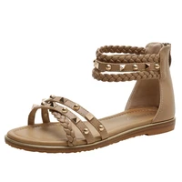 yaerni brand designer womens sandals high quality gladiator flat shoes ladies elegant casual summer rivet footwear for girl