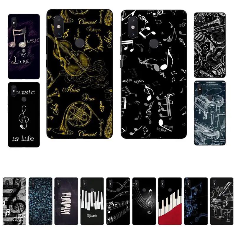 

Piano Keys Musical Phone Case For Xiaomi Mi 5X 8 9 10 11 12 lite pro 10T PocoX3pro PocoM3 Note 10 pro lite