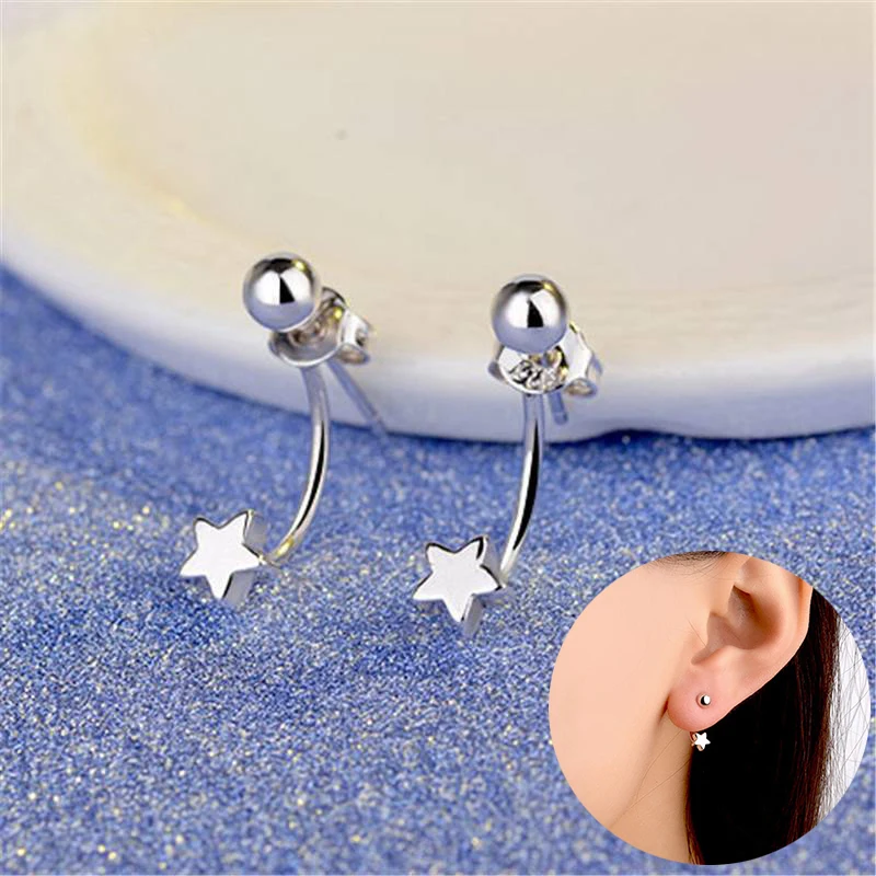 

925 Sterling Silver Star Bead Stud Earrings UK Womens New Girls Gift Jewellery