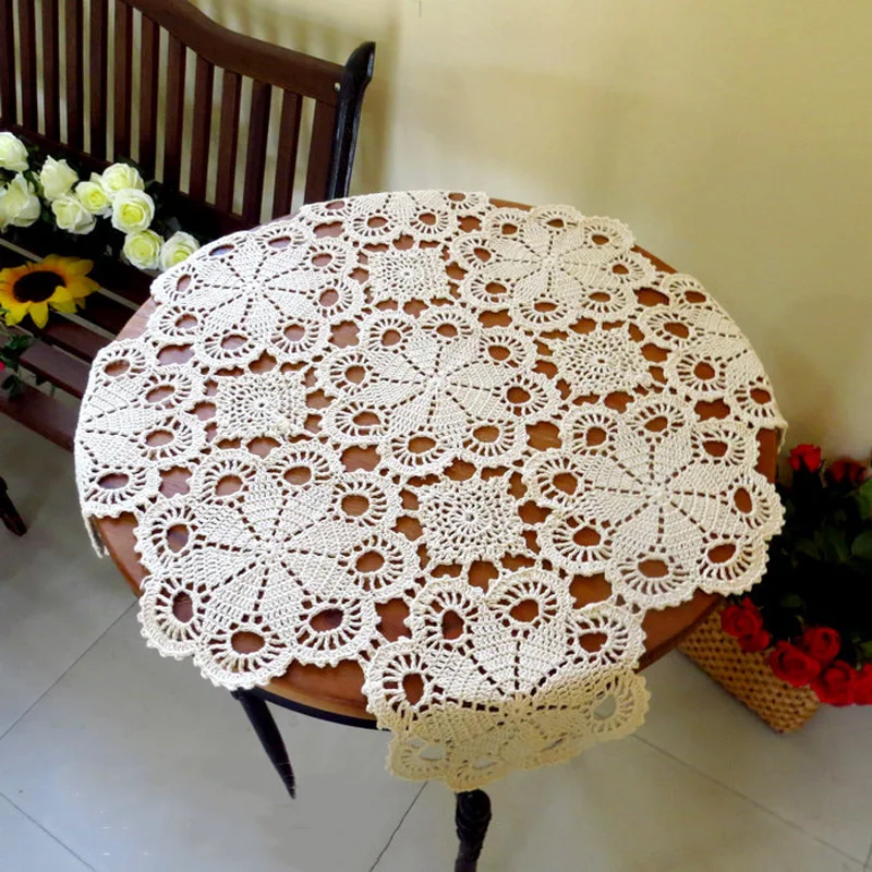

Popular Cotton flower Crochet tablecloth kitchen Table cloth handmade New Year Table Cover home Christmas wedding party decor