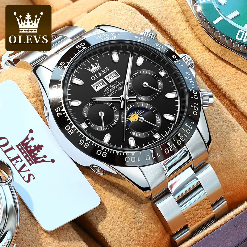 

Часы мужские механические с хронографом, Роскошные водонепроницаемые светящиеся Автоматические наручные, подарок для мужчин