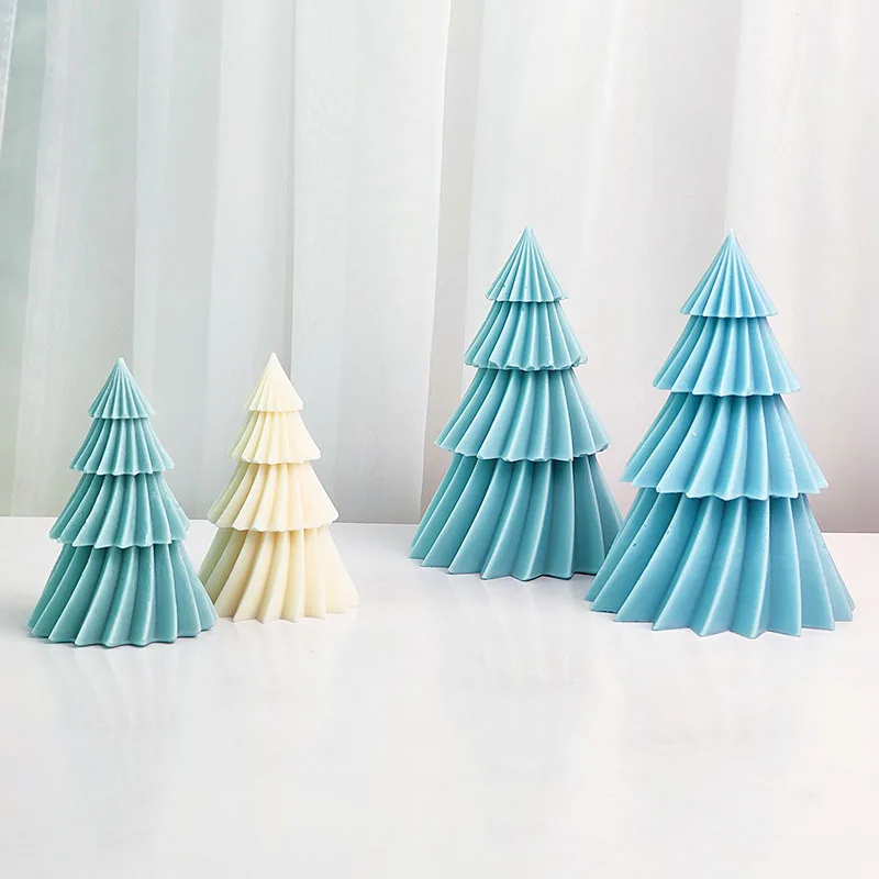 

D0072 New Design Big Christmas Origami Style 3D Rotation Pine Tree Candle Molds Wax Candle Molds for Candle Making