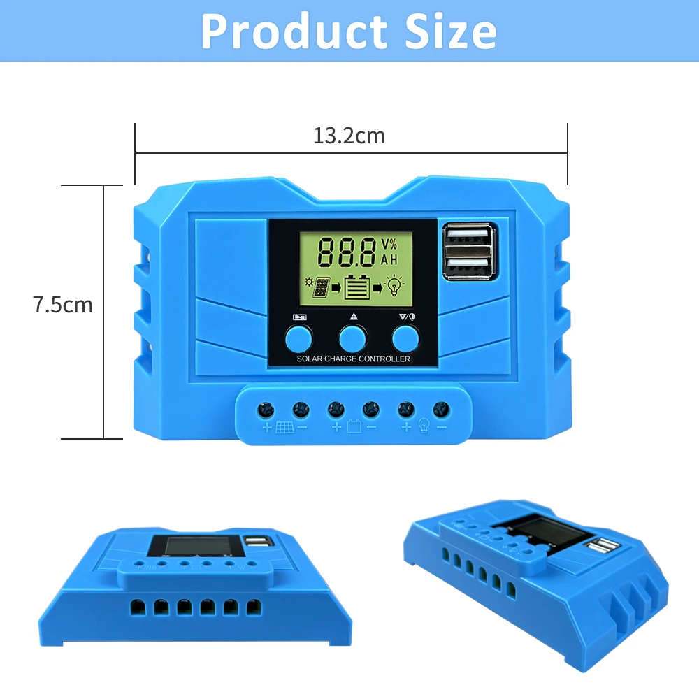 10A 20A 30A PWM Контроллер заряда солнечной батареи Авто 12 В 24 Регулятор панели