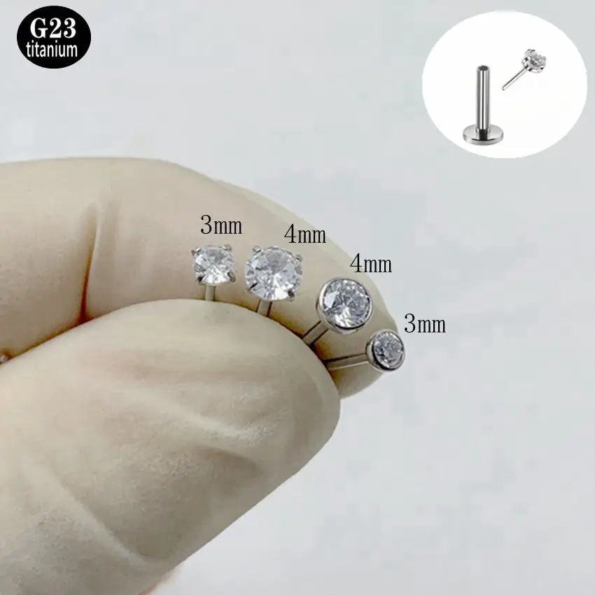 4 шт. титановые прямые медицинские ногти для пирсинга губ
