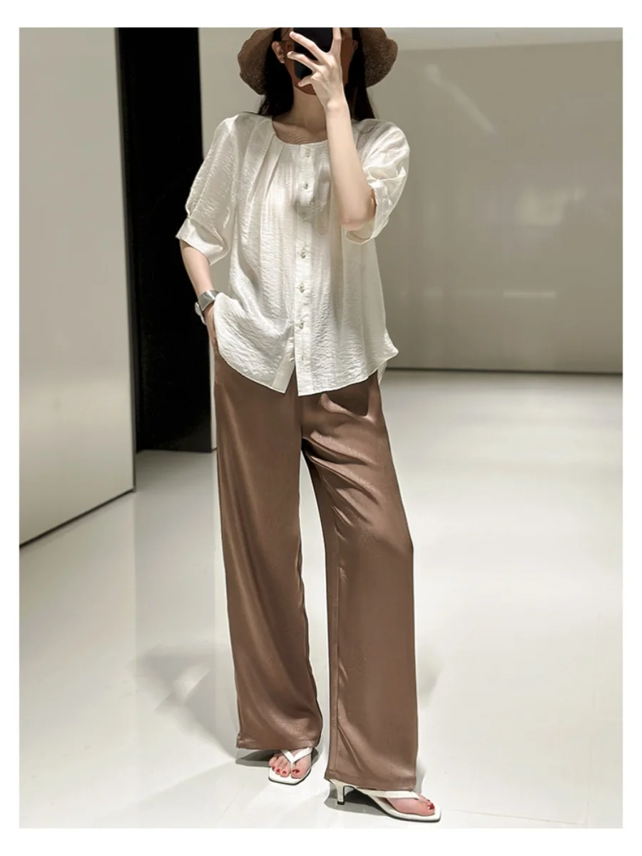 Легкие дышащие дизайнерские льняные рубашки с воротником и рукавом до локтя