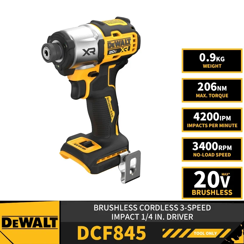

DEWALT DCF845 беспроводной 3-скоростной ударный 1/4 дюйма Драйвер 20 в литиевые электроинструменты 3400 об/мин нм