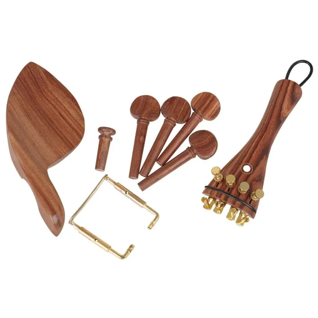 

Jujube Wood 4/4 Violin Accessory Kit Peg Endpin Tailpiece Chinrest Elegant