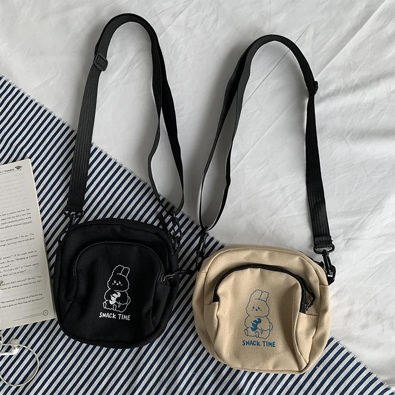 

2022 New Spring Autum Cute Rabbit Canvas Women Small Crossbody Bag Casual Student Girls Messenger Bags Ladies Shoulder Bag