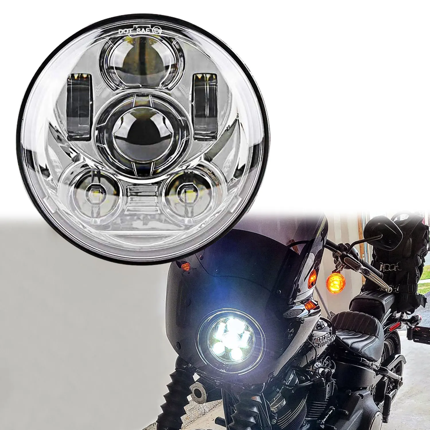 Мотоциклетная фара 5,75 дюйма, светодиодная для Harley Dyna Street Bob Sportster, мотоциклетная фара, проектор дальнего света, водонепроницаемый